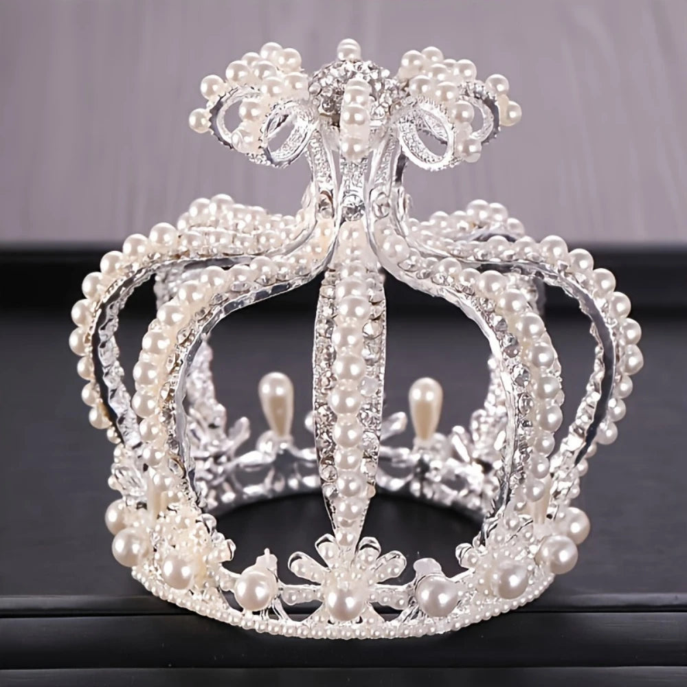 Baroque Round Crown Tiara Headband For Women Party Cake Brithday Bridal Wedding Hair Accessories Jewelry Crown Tiara Gift