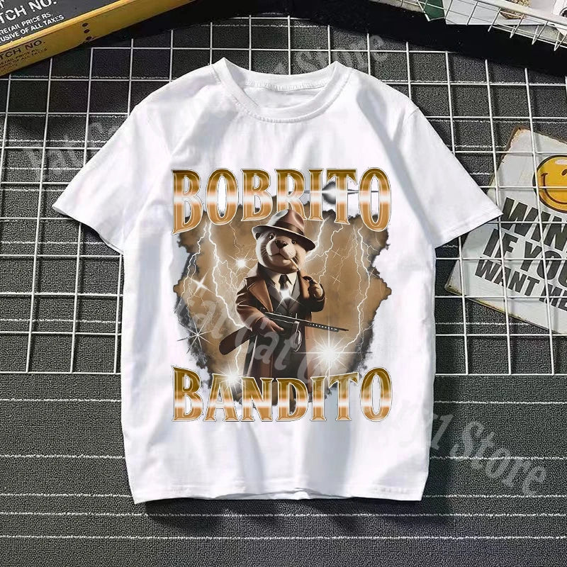 Tralalero Tralala Cotton T-shirt Kids Anime Tungtung Sahur Brainrot Tees Boy Girl Summer Short Sleeve Children Clothes Tops Gift