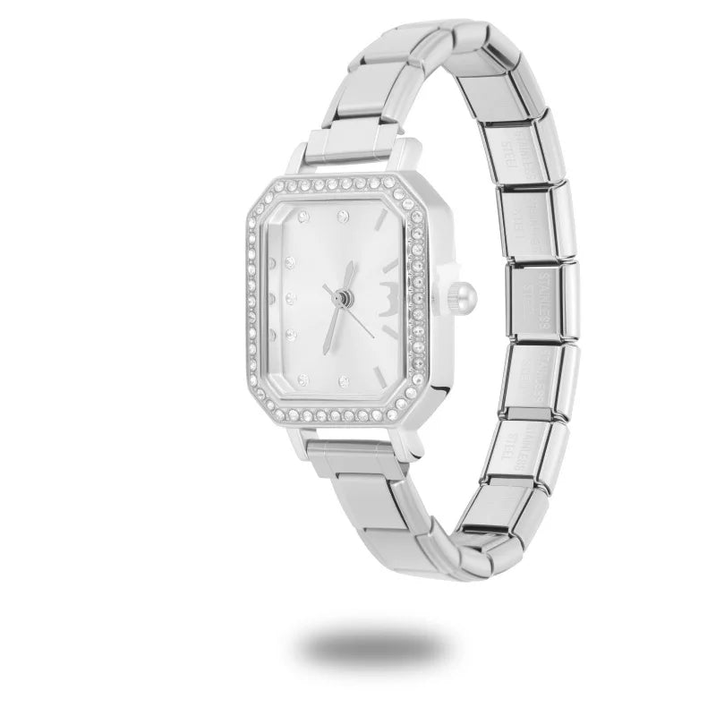 Fashion Luxury DIY 9MM Charm Stainless Steel Shiny Round Square Watch Bracelet Bangle High Quality Y2K Watch Head Christmas Gift