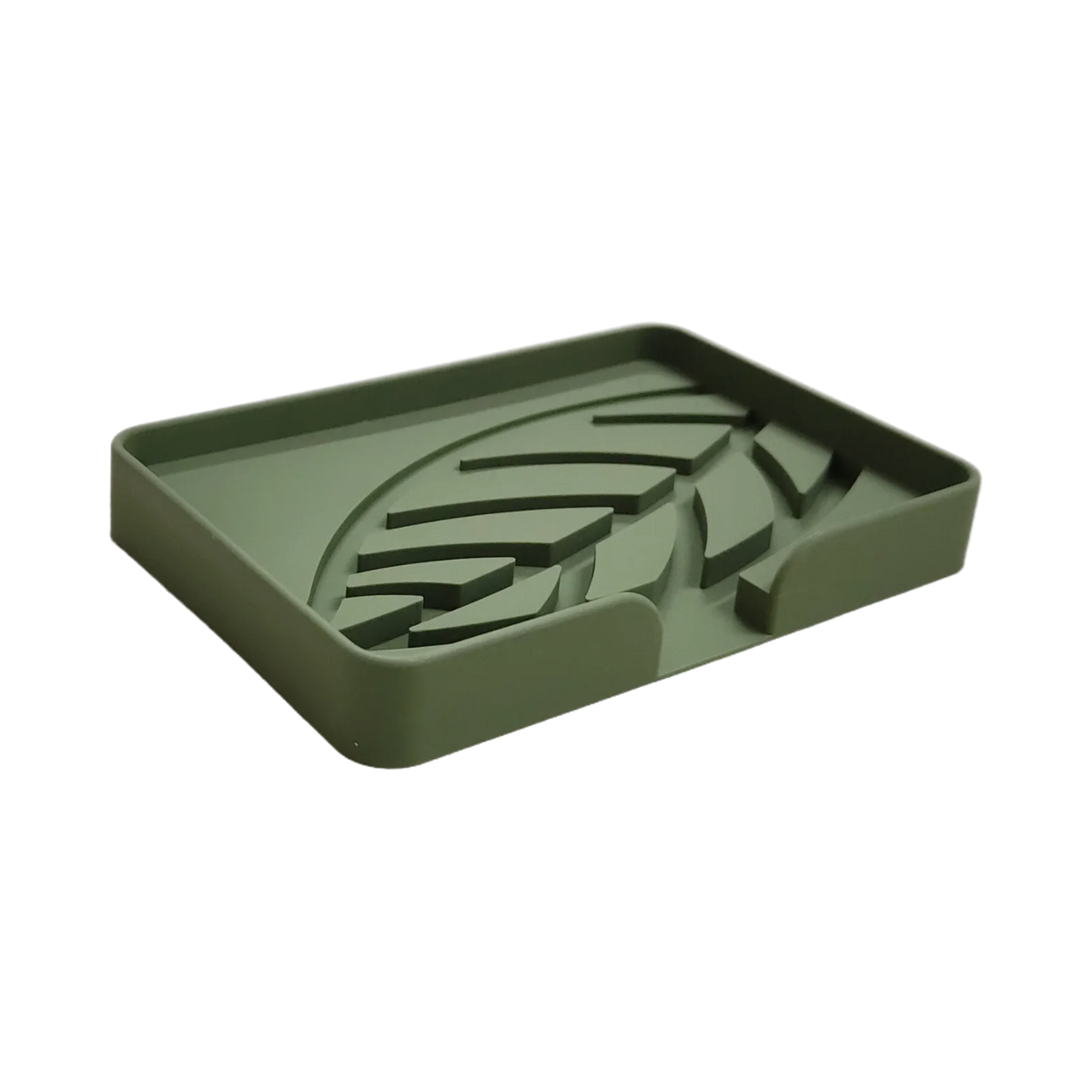 Leaf-Pattern Silicone Soap Dish — 12.5 × 8 cm, 1 Piece
