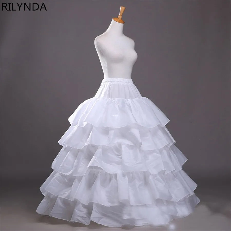 Full Shape Hoop Skirt 5 Ruffles Layers Ball Gown Petticoat Underskirt Slip for Wedding Dress Adjustable Waist
