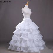 Full Shape Hoop Skirt 5 Ruffles Layers Ball Gown Petticoat Underskirt Slip for Wedding Dress Adjustable Waist