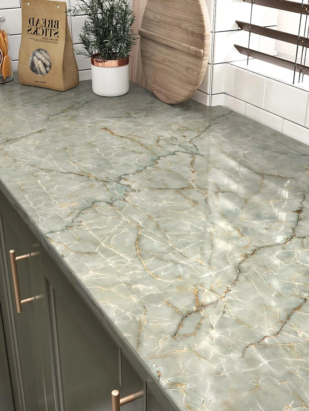 Marble Self Adhesive Wallpaper Waterproof Oil Proof Peel Stick Sticker for Kitchen Countertop Cabinet Furniture Wall Home Renova