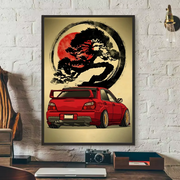 Japanese Cars Samurai Poster Poster HD art sticky wall waterproof home living room bedroom bar aesthetic decoration