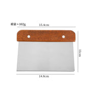 Wood-Handle Stainless Steel Dough Bench Scraper — 1 Piece, Selected Style