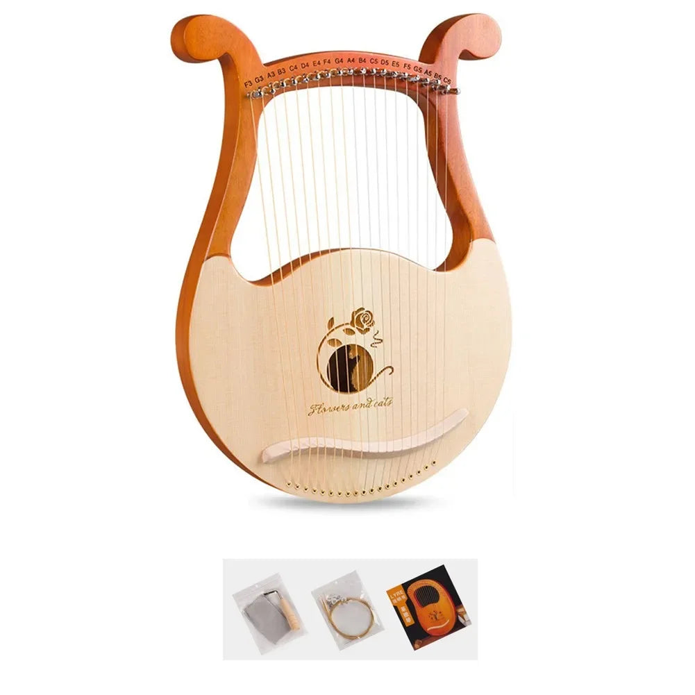 19-String Mahogany Lyre Harp