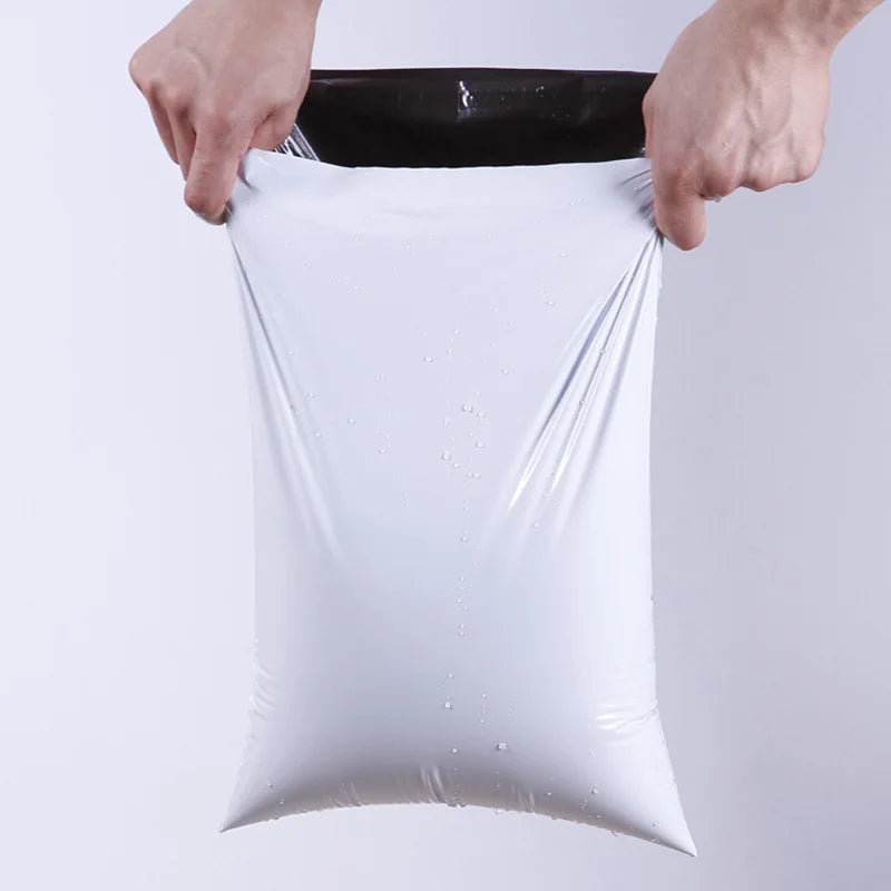 White Self-Sealing LDPE Poly Mailers — 50 Pieces, Selected Size