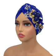 Diamonds Flower Women's Turban Cap African Head Wraps Nigeria Wedding Party Headpiece Female Headwear Twisted Headsarf Hat