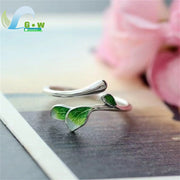 Mermaid Theme Adjustable Open Ring Blue Crystal Fish Tail Korean Minimalist Forest Style Stackable Finger Jewelry for Women Girl