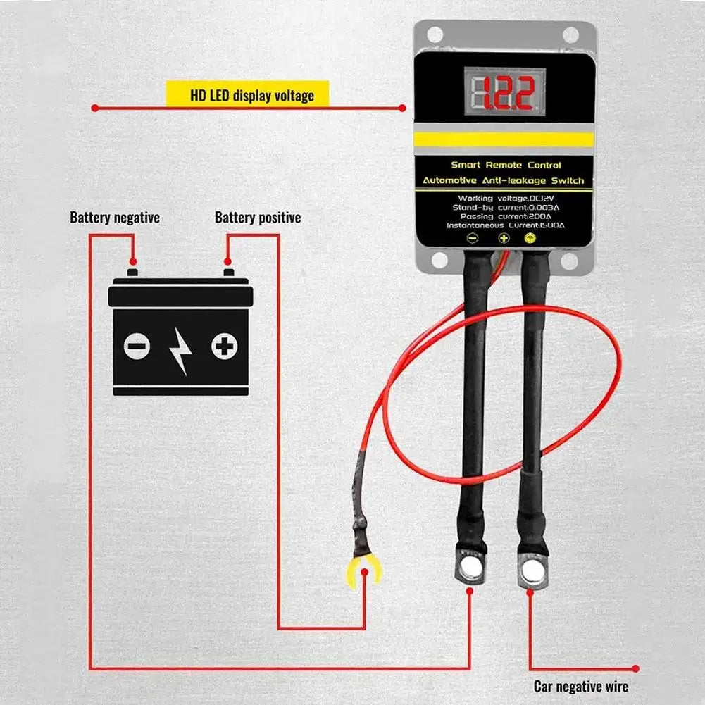 12V Car Battery Cutoff Switch Wireless Remote Control Disconnect Battery Relay With Led Display Leakage Protection Universal