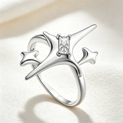 2026 New 925 Silver Sun Star Moon Bow Ring, Size 6 7 8 9, Suitable for European Women's Original Charm High Jewelry Gifts