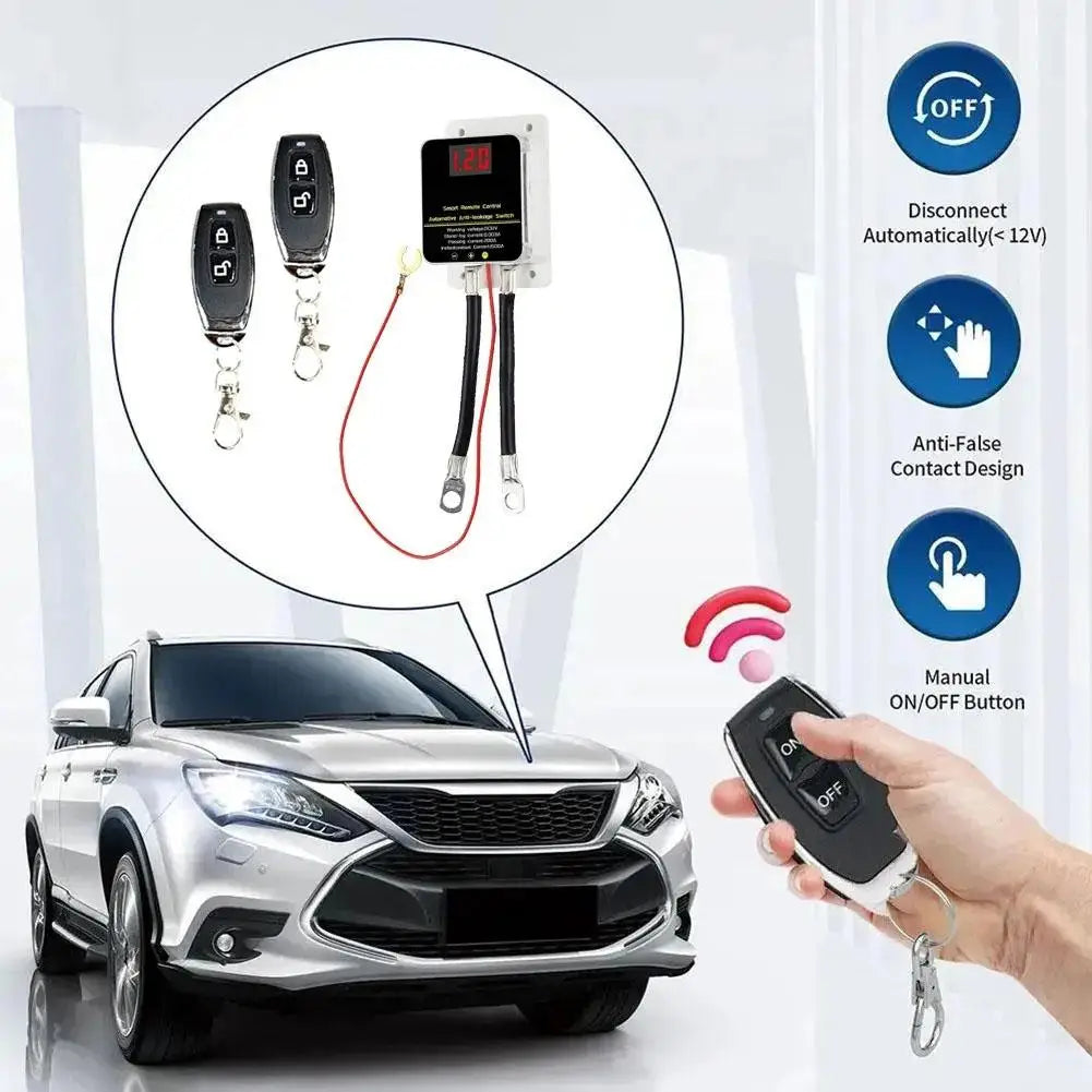 12V Car Battery Cutoff Switch Wireless Remote Control Disconnect Battery Relay With Led Display Leakage Protection Universal