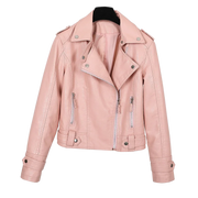 New Pink/beige/black Women's Clothing Short Motorcycle PU Leather Jacket Korean Version of the Spring and Autumn Jacket Coats