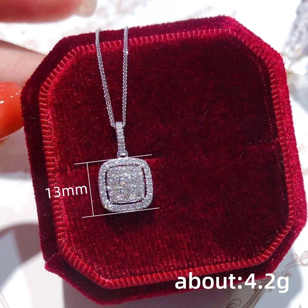 2026 Fashion Contracted Design Square Cubic Zircon Pendant Necklace for Women Exquisite Neck Accessories Wedding Party Jewelry