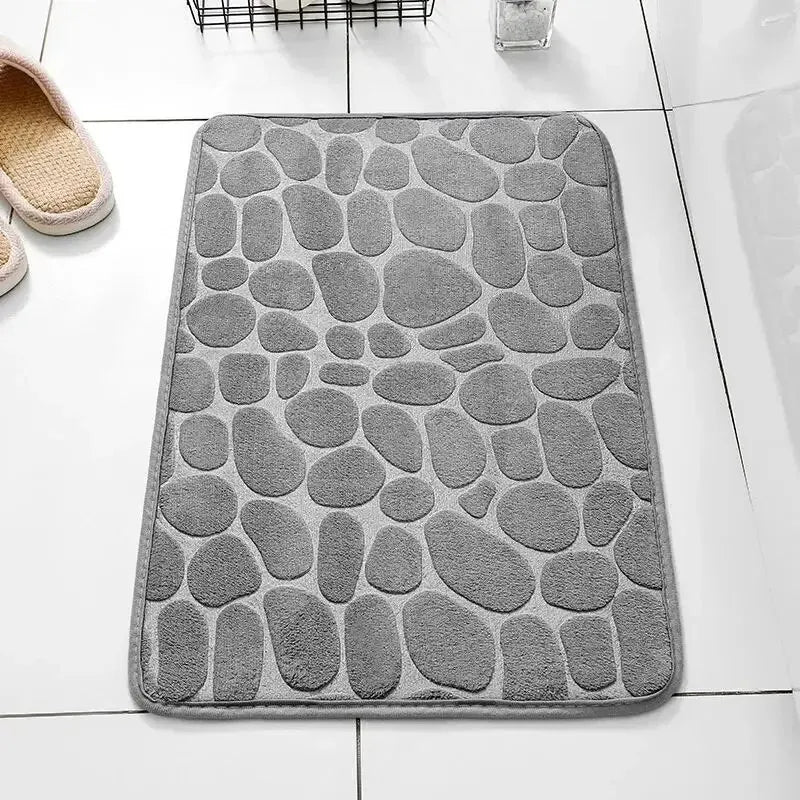 Pebble-Texture Microfiber Bath Mat — 60 × 40 cm, 1 Piece