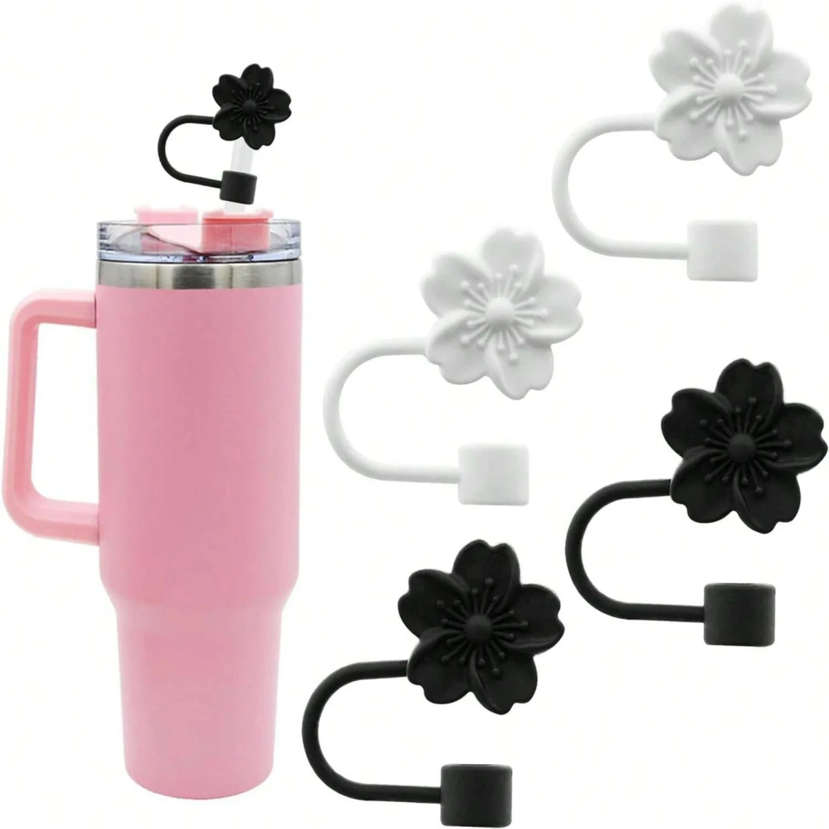 Flower Silicone Straw Covers — 10 mm Fit, Selected Color and Pack