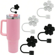 Flower Silicone Straw Covers — 10 mm Fit, Selected Color and Pack