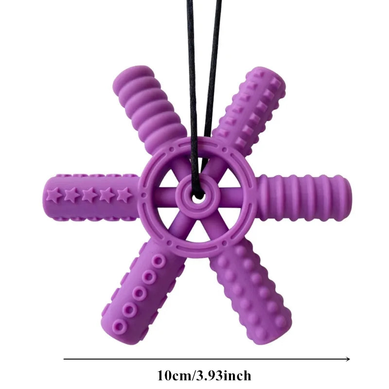 BPA Free Silicone Baby Teether Cartoon Newborn Sensory Chew Necklace Pendant Teething Toys for Autism ADHD Special Care Teethers