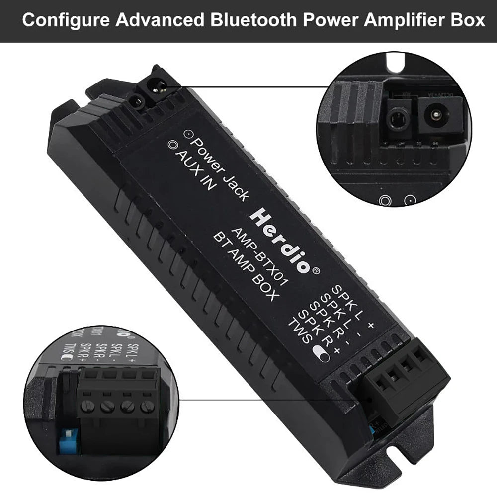 Herdio 2 Channels Home Power Amplifier Audio Bluetooth Aux Mini Amplifier For Bathroom Wall Ceiling Music Speakers EU/US/UK Plug