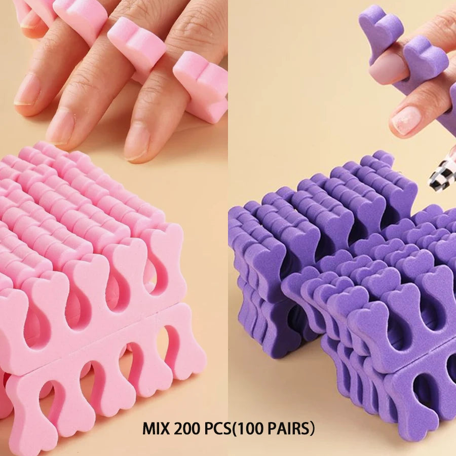 100,200pcs/Pack Nail Art Toe Separators Fingers Foots Sponge Soft UV Gel Polish Beauty Tools Manicure Pedicure Pack Nail Kits
