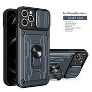 Luxury Shockproof Case For iPhone 17 16 15 14 13 Pro Max 12 11 XR X 8 7 Plus SE2/SE3 Rotation Metal Ring Stand And Card Slot