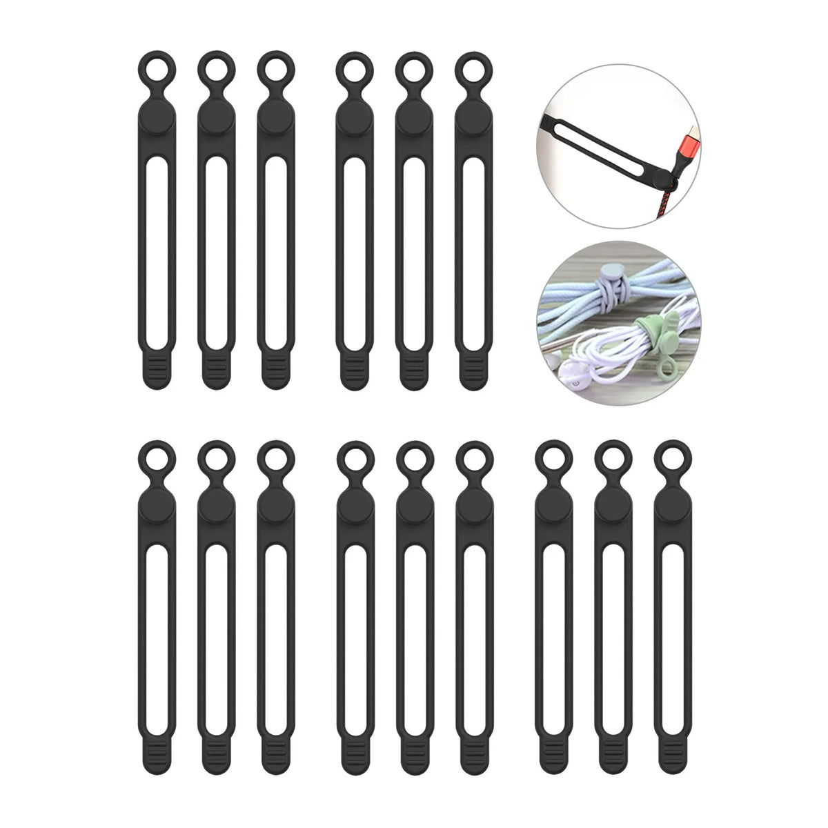 Reusable Silicone Cable Ties — Selected Color and Pack