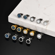 Hip Hop Broken Zircon Stud Earrings for Men Boys,Anti Allergy Round Small Metal Earrings,Rock Punk Jewelry Gifts
