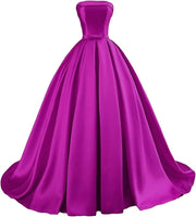 Customized Strapless Satin Prom Dresses robes de soirée Long A-line Formal вечернее платье Evening Party Gowns with Pockets
