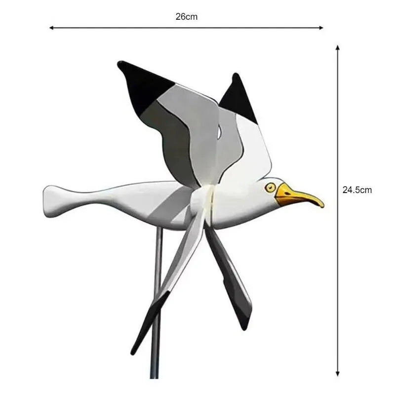 Plastic Seagull Garden Wind Spinner with Iron Pole — 1 Piece