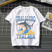 Tralalero Tralala Cotton T-shirt Kids Anime Tungtung Sahur Brainrot Tees Boy Girl Summer Short Sleeve Children Clothes Tops Gift