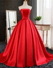 Customized Strapless Satin Prom Dresses robes de soirée Long A-line Formal вечернее платье Evening Party Gowns with Pockets