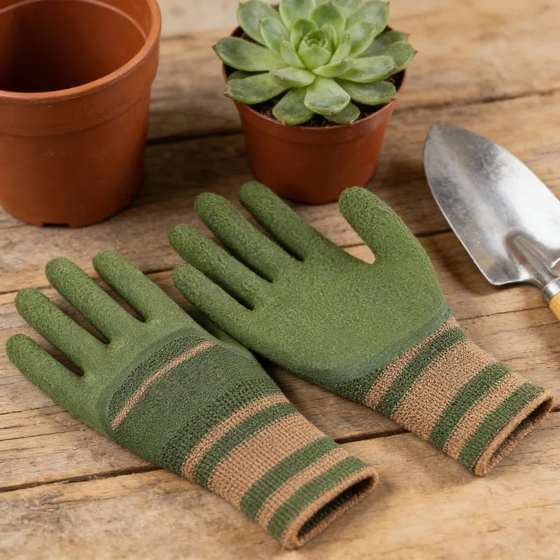 Green Knit Gardening Gloves — Selected 1-, 2- or 5-Pair Pack