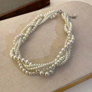 1Pc Twining Pearl Choker Necklaces For Women Geometric Necklaces Weddings Bride Jewelry Accessories