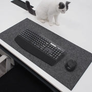 Dark Gray Felt Desk Mat — 100 × 50 cm, Non-Slip Backing