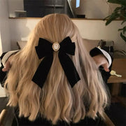 Black Velvet Bow Hair Clip Retro Camellia Velvet Ribbon Hairpin Festival Gift Duckbill Bow Tie Spring Clip