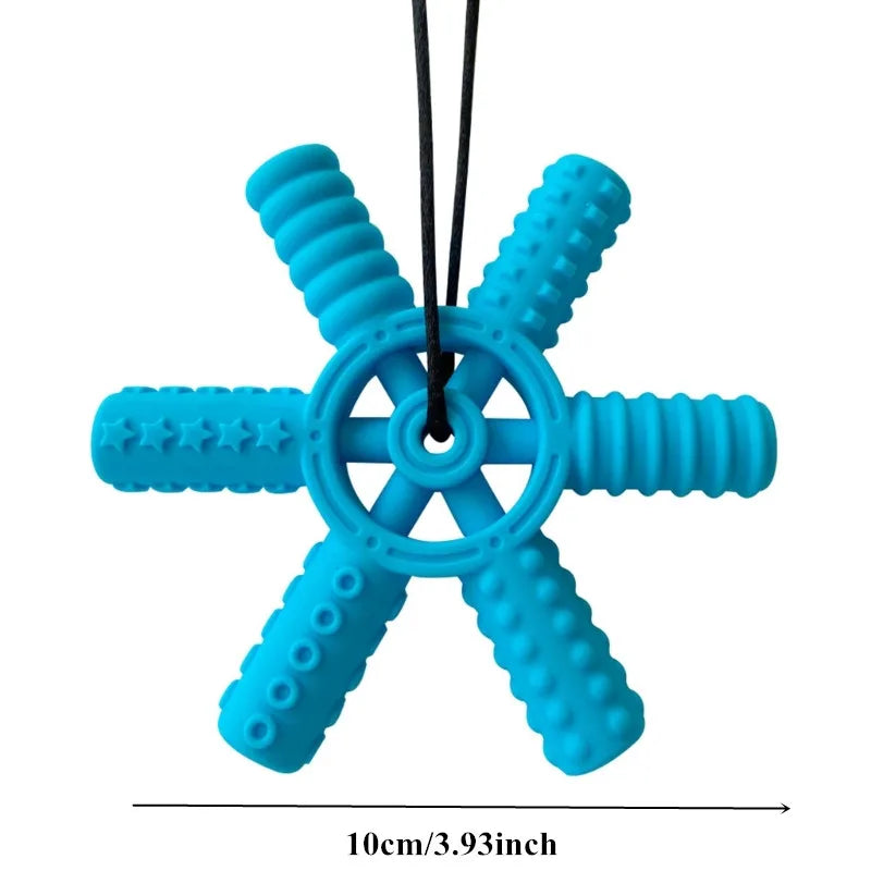 BPA Free Silicone Baby Teether Cartoon Newborn Sensory Chew Necklace Pendant Teething Toys for Autism ADHD Special Care Teethers