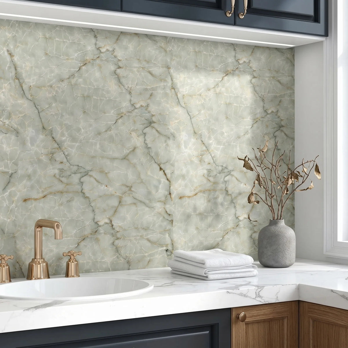 Marble Self Adhesive Wallpaper Waterproof Oil Proof Peel Stick Sticker for Kitchen Countertop Cabinet Furniture Wall Home Renova