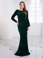 Sequin Long Sleeve Mermaid Gown