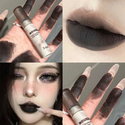 Gothic Matte Black Lipstick Waterproof Mousse Lip Mud Nude Brown Lipstick Dark Purple Punk Lip Gloss Makeup Non-stick Lips Tint