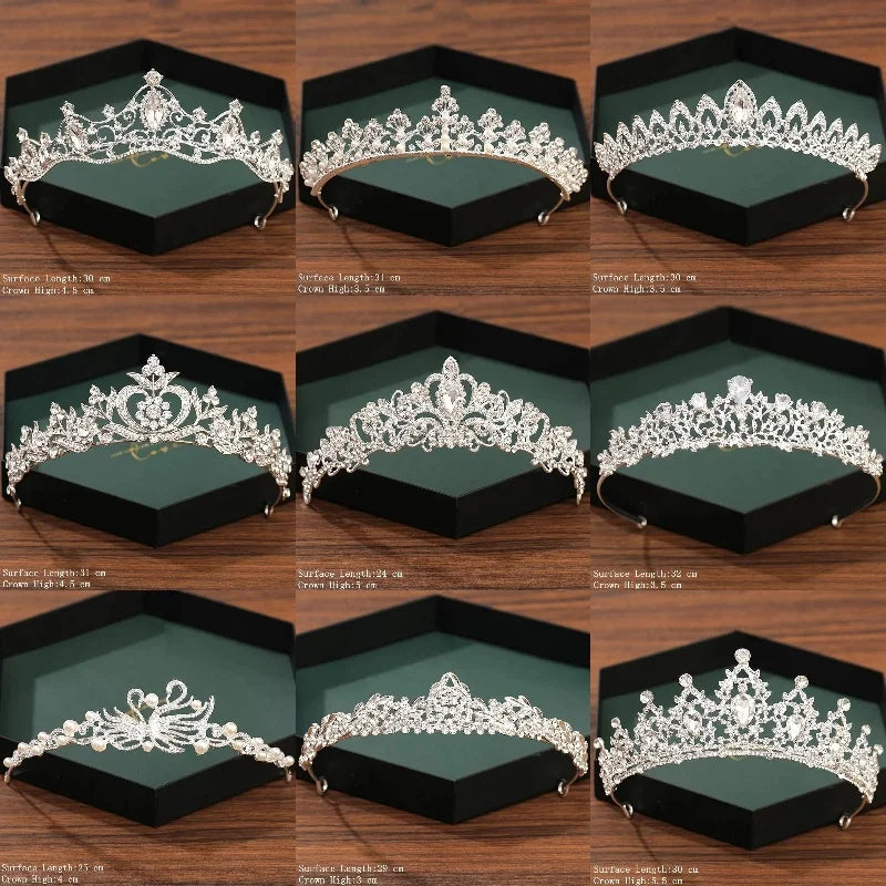 Silver Color Crown and Tiara Wedding Hair Accessories For Women  Crown For Bridal Crystal Rhinestone Diadema Tiaras Bride Crown