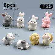 Mini Resin Rabbit Garden Figurine Set