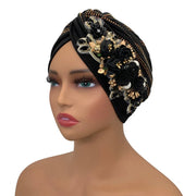 Diamonds Flower Women's Turban Cap African Head Wraps Nigeria Wedding Party Headpiece Female Headwear Twisted Headsarf Hat