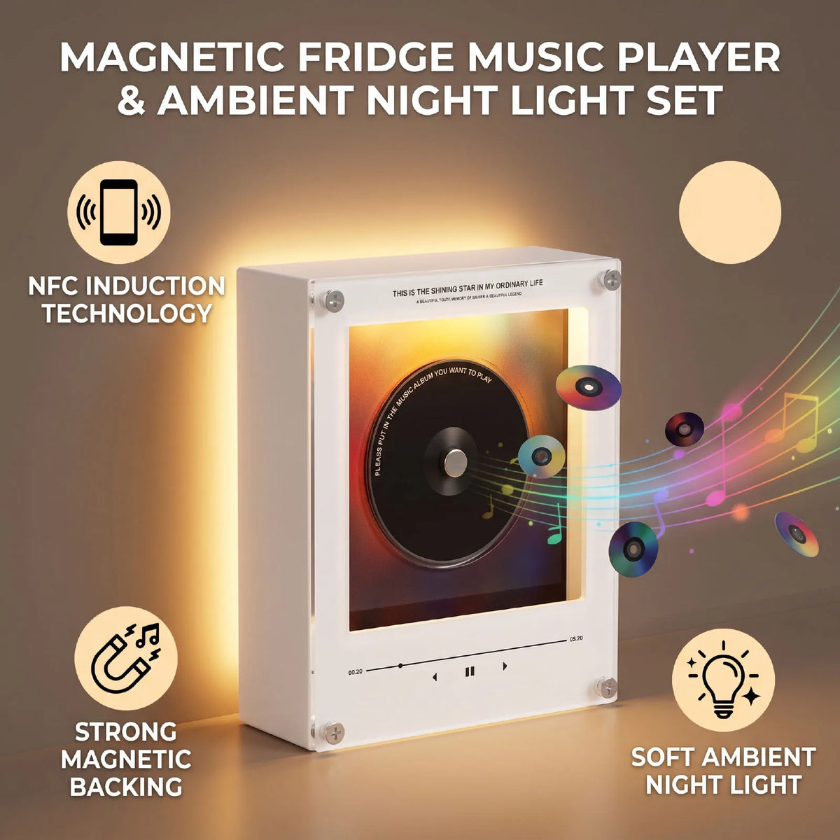 Music Fridge Magnet Player — 9-Disc NFC Set