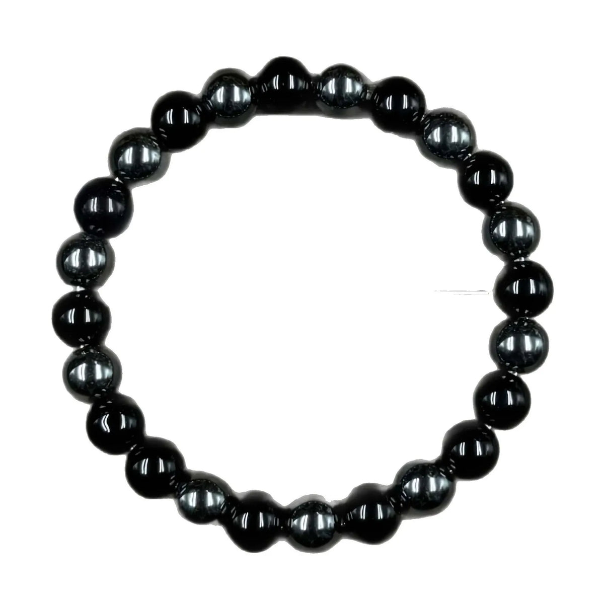 1Pc Men-Women Fashion Memory Bracelet Obsidian Hematite Beaded Bracelet Natural Stone Beads Jewelry Unique Birthday Holiday Gift
