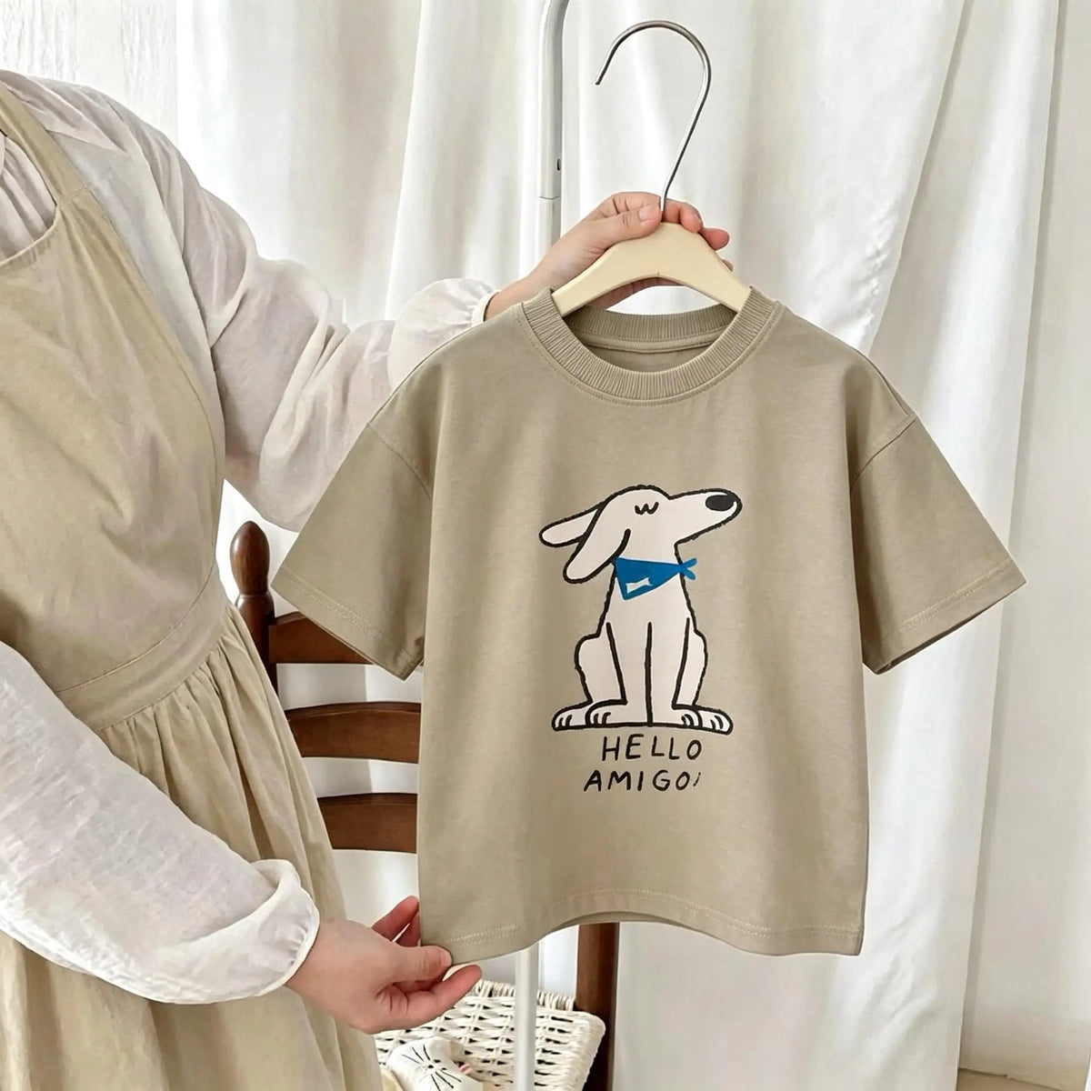 1-7 Age Girl Boy Clothing T-shirt Tops Short-sleeved Round Collar Casual Tshirts Children's Clothes Simple Versatile Kids Tshirt