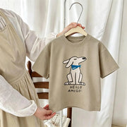 1-7 Age Girl Boy Clothing T-shirt Tops Short-sleeved Round Collar Casual Tshirts Children's Clothes Simple Versatile Kids Tshirt