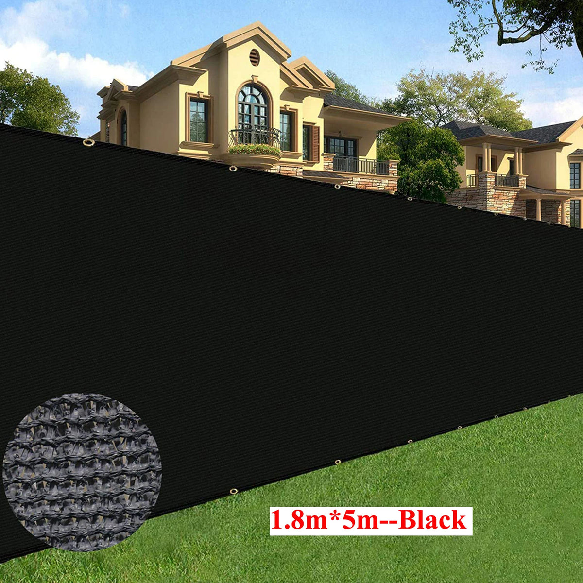 Green Fence Privacy Screen Windscreen Cover Fabric -Backyard Privacy Fence, Balcony Deck Privacy Screen with Bindings & Grommets