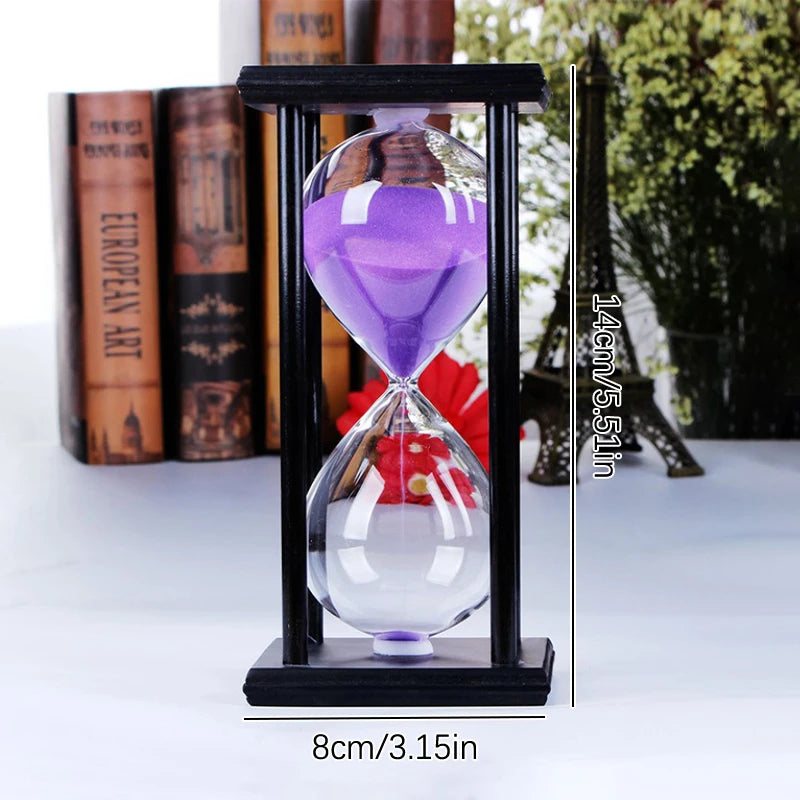 Wooden-Frame Sand Hourglass — Approximate 30-Minute, Black, 1 Piece