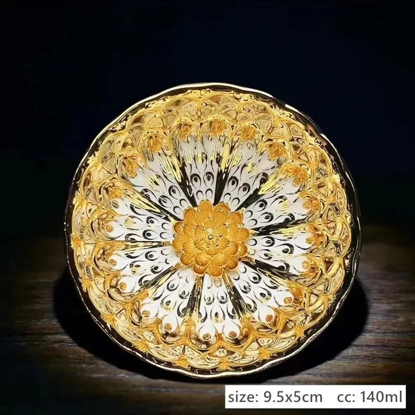 Peacock-Pattern Ceramic Teacup — Approximately 140 mL, 1 Piece