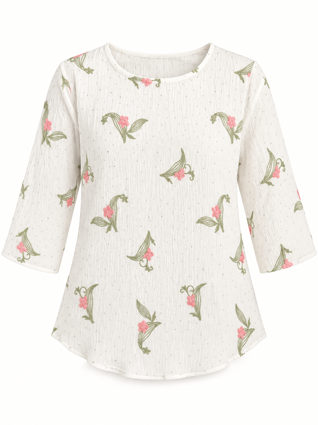 Ana and Rose ivory embroidered tunic studio product photo